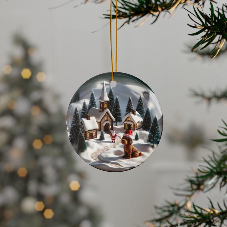 Christmas Village Scene Ornament, Holiday Tree Decoration, Festive Home Decor, Winter Wonderland Ornament, Perfect Gift Ideas