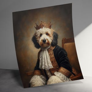 Dog Wall Art for Living Room, Unique Pet Portrait, Custom Dog Owner Gift, Royal Dog Poster, Animal Lover Home Decor