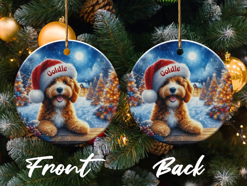 Personalized Dog Ornament, Christmas Dog Decoration, Custom Pet Name Ornament, Cute Puppy Holiday Keepsake, Dog Lover Gift, Festive Tree