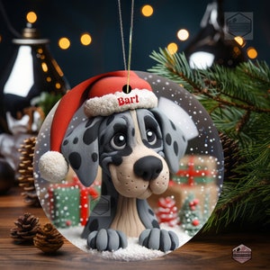 Merle Great Dane Clay Illustration Style Ornament