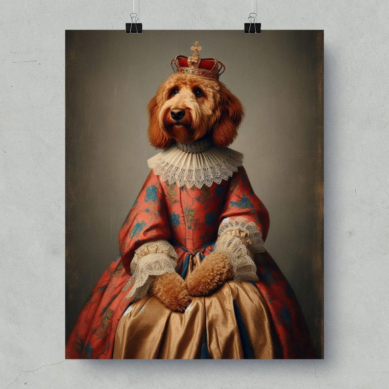Royal Portrait of Dog, Renaissance Pet Art, Funny Custom Pet Gift, Regal Dog Poster, Unique Animal Wall Decor, Pet Lover Gift