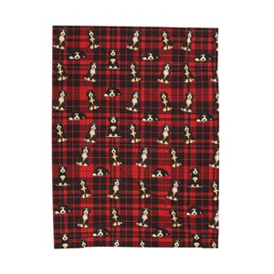 Couverture Bernedoodle - Motif écossais de Noël en velours côtelé avec chien Doodle image 8