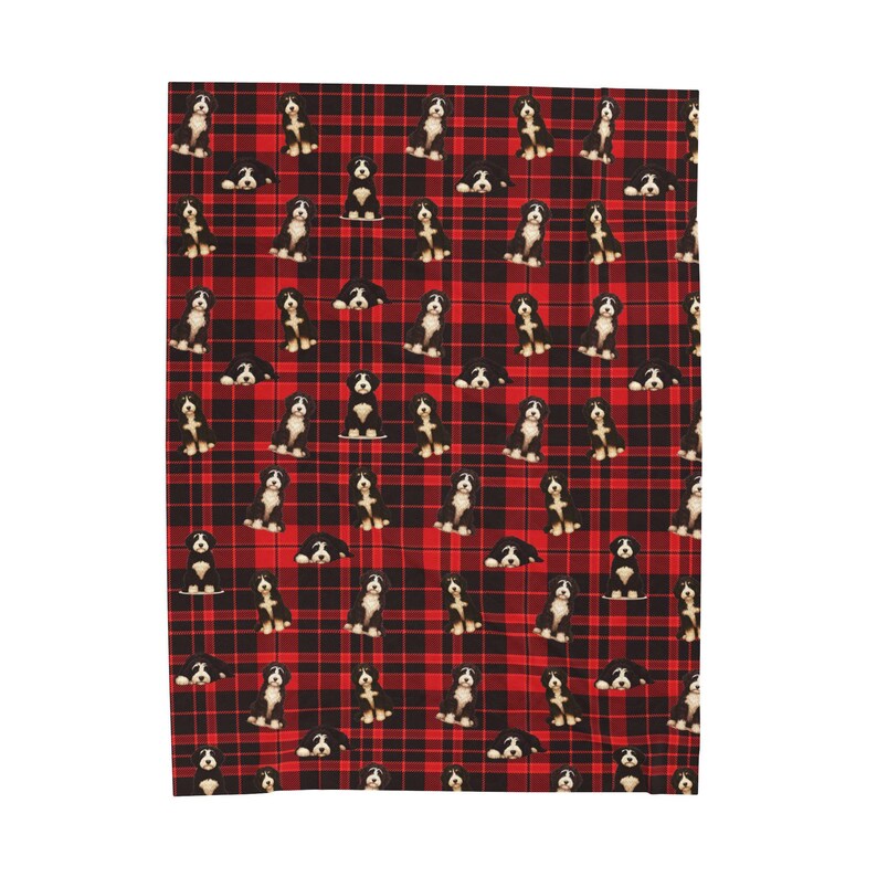 Couverture Bernedoodle - Motif écossais de Noël en velours côtelé avec chien Doodle image 8