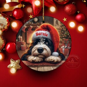 Custom Dog Christmas Ornament, Personalized Pet Ornament, Dog Lover Gift, Cute Dog with Santa Hat, Holiday Tree Decoration