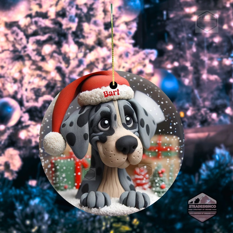 Merle Great Dane Clay Illustration Style Ornament