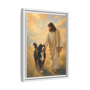 Jesus With Bernedoodle Framed Canvas image 20