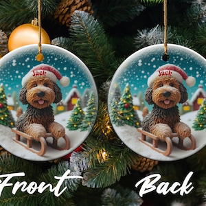 Christmas dog ornament, holiday tree decoration, personalized pet gift, festive puppy ornament, custom dog Christmas decor
