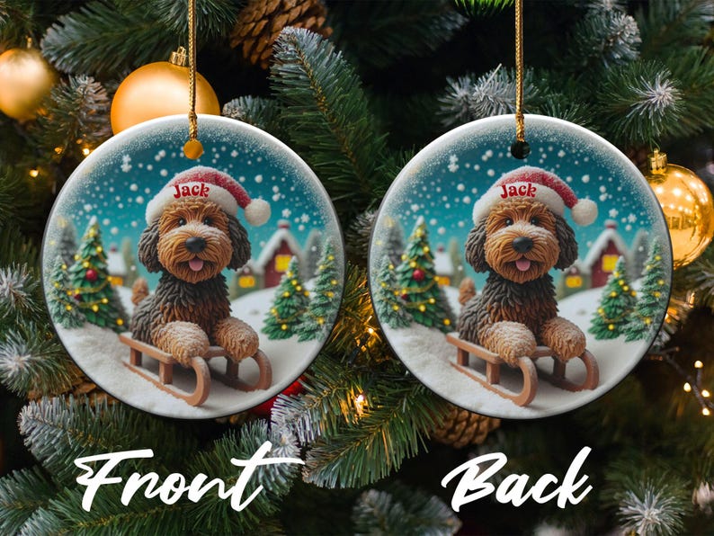 Christmas dog ornament, holiday tree decoration, personalized pet gift, festive puppy ornament, custom dog Christmas decor