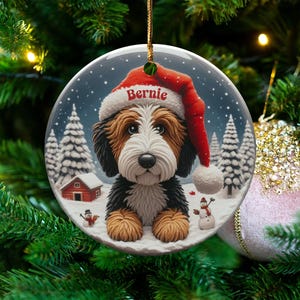 Personalized Dog Christmas Ornament, Custom Pet Holiday Decoration, Cute Puppy Ceramic Ornament, Xmas Tree Decor, Gift for Dog Lovers