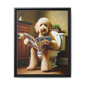 Goldendoodle Toilet Canvas Art: Funny Dog Bathroom Decor image 3