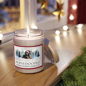 Vela de aromaterapia Bernedoodle: Aroma fresco y festivo, regalo ideal para amantes de los perros. imagen 8