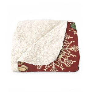 Sweet Bernie The Bernedoodle, surrounded by amazing Christmas motif, captured on a gorgeous sherpa fleece blanket!