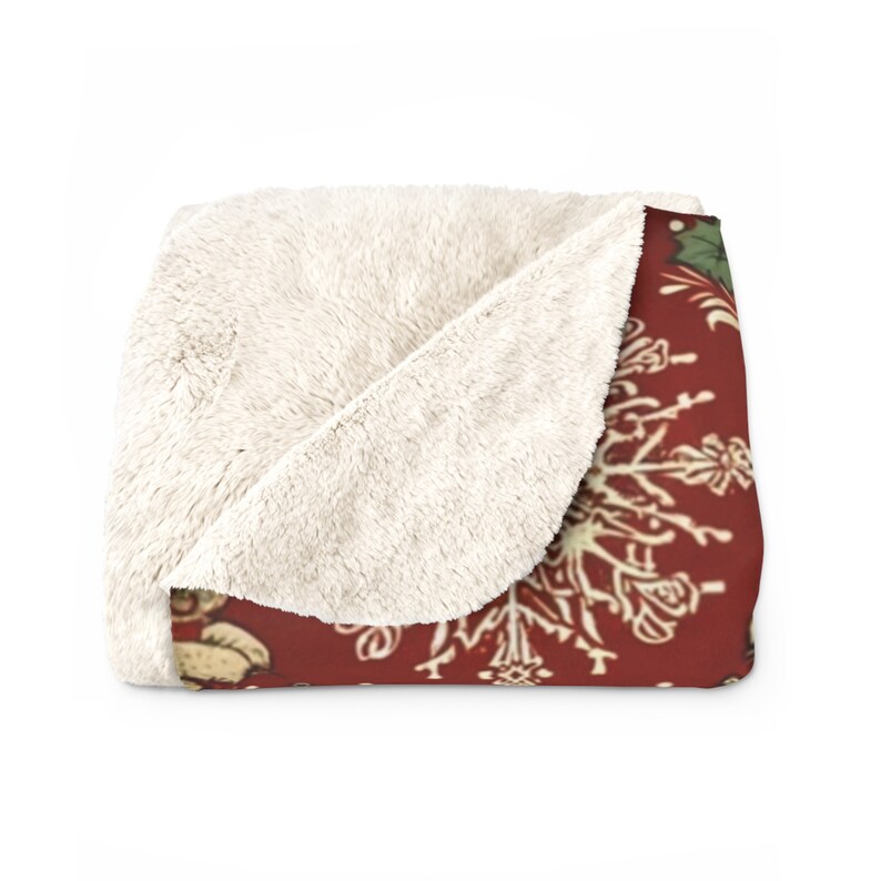 Sweet Bernie The Bernedoodle, surrounded by amazing Christmas motif, captured on a gorgeous sherpa fleece blanket!