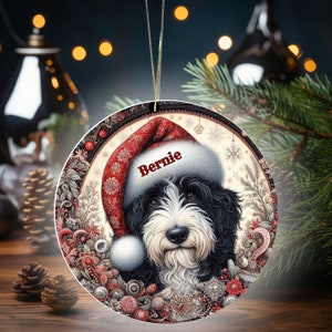 Vintage look Bernedoodle Ornament