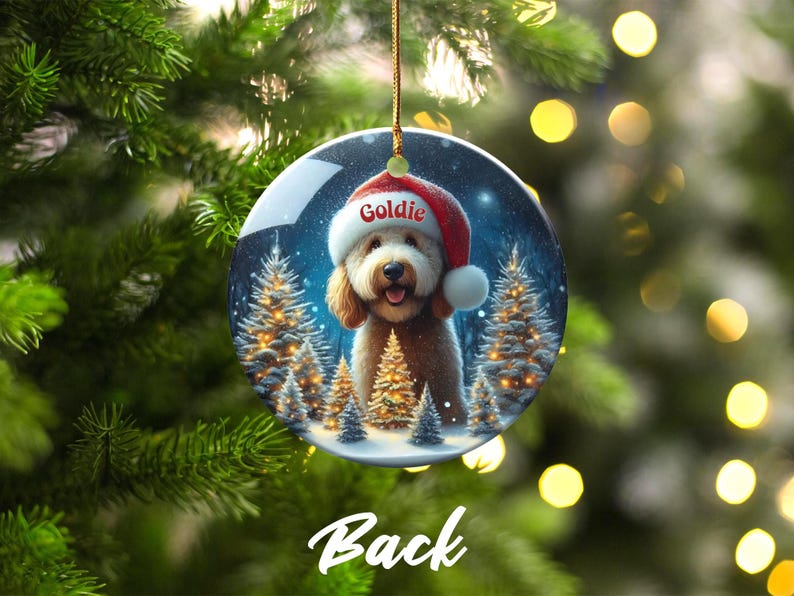 Personalized Dog Christmas Ornament, Custom Pet Holiday Decoration, Cute Dog in Santa Hat, Christmas Tree Decor, Unique Gift