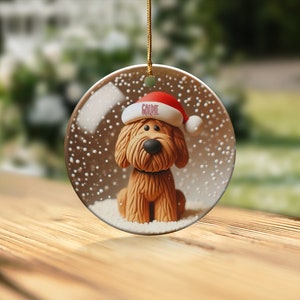 Bernedoodle Ornament, Personalized Custom Pet Name - Sublimation Print (Round Ceramic, Holiday Keepsake) image 8