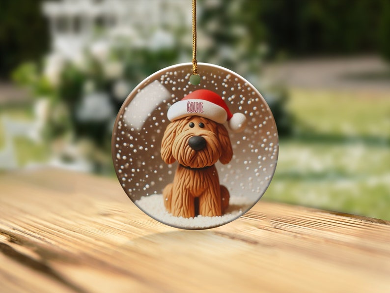 Bernedoodle Ornament, Personalized Custom Pet Name - Sublimation Print (Round Ceramic, Holiday Keepsake) image 8