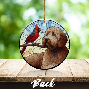 Cardinal and Bernese Mountain Dog Ornament, Stained-Glass Looking Design, Cardinal gift, Mothers Day Gift, Bird Lovers Gift, Dog Mom Gifts