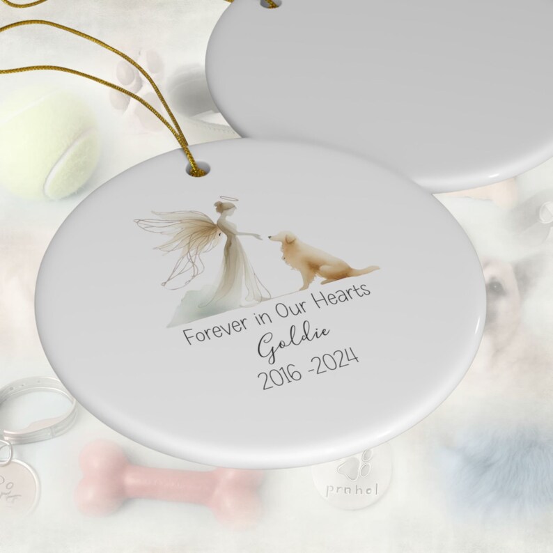 Personalized Golden Retriever Memorial, Watercolor Design Ornament, Dog Name Gift, Personalized Pet Tribute Gift, Golden Ornament, Pet Loss