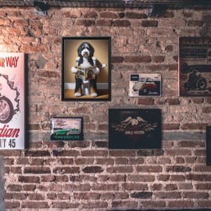 Framed Bernedoodle Toilet Portrait - Dog Reading Magazine, Bathroom Wall Art image 14