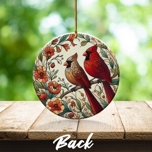 Cardinal Ceramic Ornament, Stained Glass Design, Cardinal gift, Mothers Day Gift, Bird Lovers Gift, Custom stained glass look, cardinal