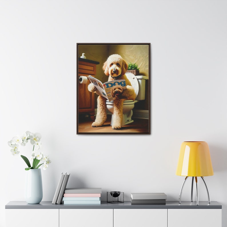 Goldendoodle Toilet Canvas Art: Funny Dog Bathroom Decor image 8