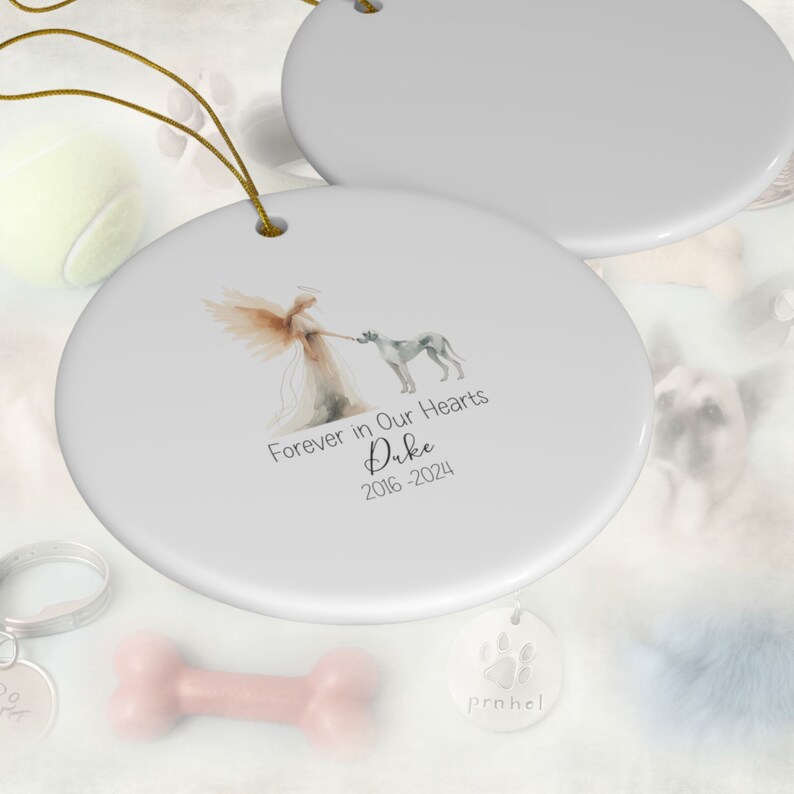 Personalized Great Dane Pet Memorial Ornament, Watercolor Design, Pet's Name Gift, Custom Pet Name Gift, Personalized Pet Tribute Ceramic Ornament, Pet Loss Gift