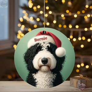 Heirloom-Quality Bernedoodle Santa Ornament - Custom Dog Holiday Charm