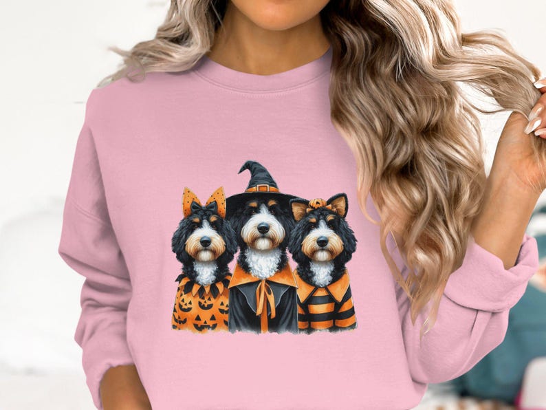 Sudadera de Halloween con diseño de Bernedoodle, disfraz de perro Doodle, regalo para amantes de los perros. imagen 3