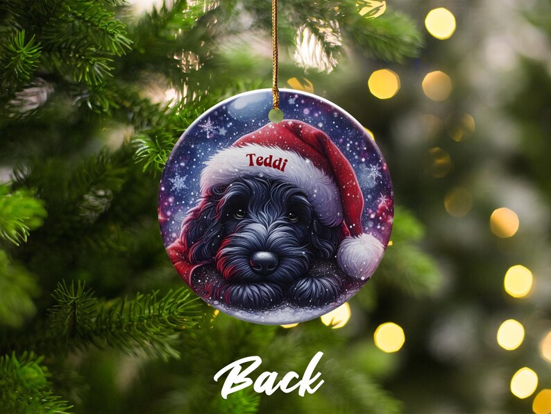 Personalized Dog Christmas Ornament, Custom Pet Holiday Decoration, Cute Puppy Santa Hat, Christmas Tree Decor, Gift for Dog Lovers