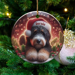 Custom Bernedoodle, Festive Tree Decor Ornament | Sublimation Print | Two-Sided Pet Lover Gift Keepsake image 8