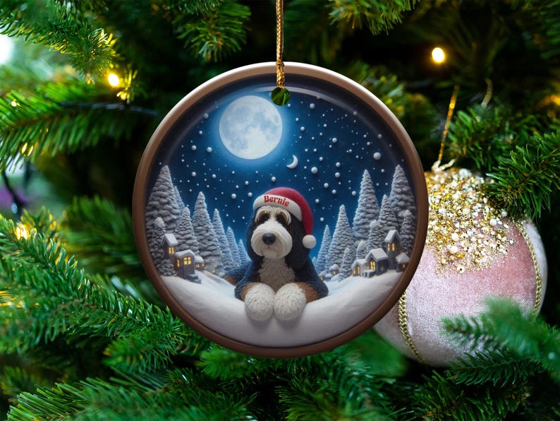 Custom Dog Christmas Ornament, Personalized Pet Holiday Decoration, Unique Pet Memorial Gift, Festive Christmas Tree Decor