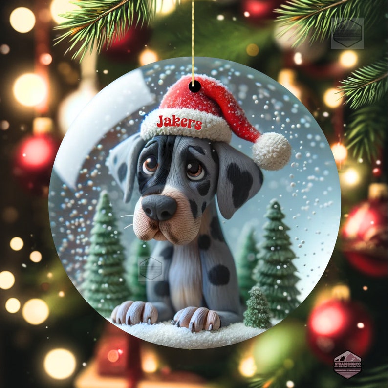Merle Great Dane Clay Style Illustrated ornament