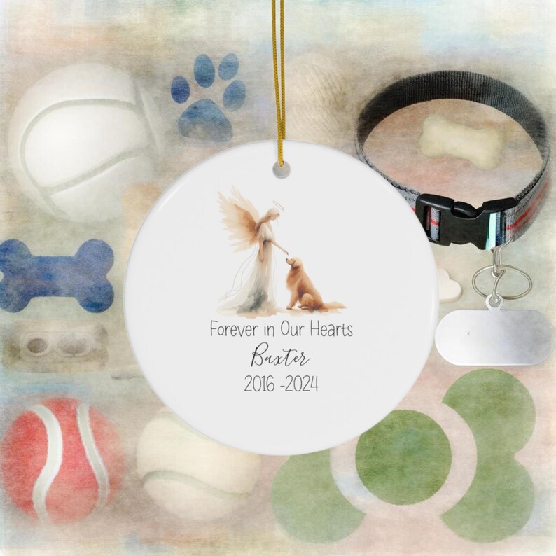 Goldendoodle, Golden Retriever, Personalized Pet Memorial Watercolor Design, Pet's Name Gift, Custom Pet Name Gift, Personalized Pet Tribute Ceramic Ornament, Pet Loss Gift