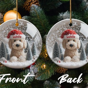 Personalized Dog Christmas Ornament, Custom Pet Holiday Keepsake, Cute Puppy Decoration, Front and Back Design Ornament, Gift for Pet Lovers