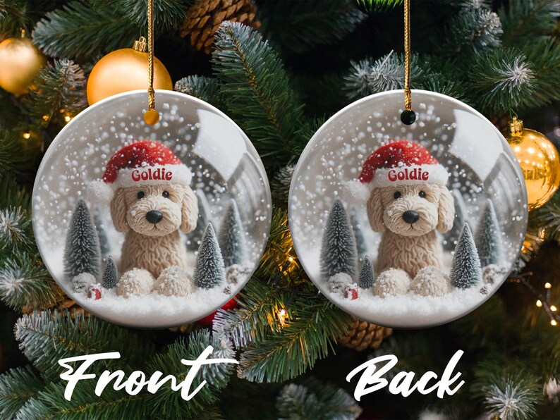 Personalized Dog Christmas Ornament, Custom Pet Holiday Keepsake, Cute Puppy Decoration, Front and Back Design Ornament, Gift for Pet Lovers