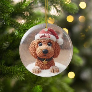 Personalized Dog Christmas Ornament, Cute Pet Holiday Decoration, Custom Pet Ornament, Puppy in Santa Hat, Christmas Tree Ornament