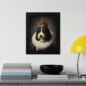 Royal Dog Portrait Wall Art, Queen Dog Painting, Regal Pet Artwork, Unique Animal Poster, Pet Lovers Gift, Home Decor