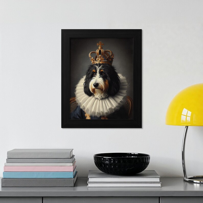 Royal Dog Portrait Wall Art, Queen Dog Painting, Regal Pet Artwork, Unique Animal Poster, Pet Lovers Gift, Home Decor