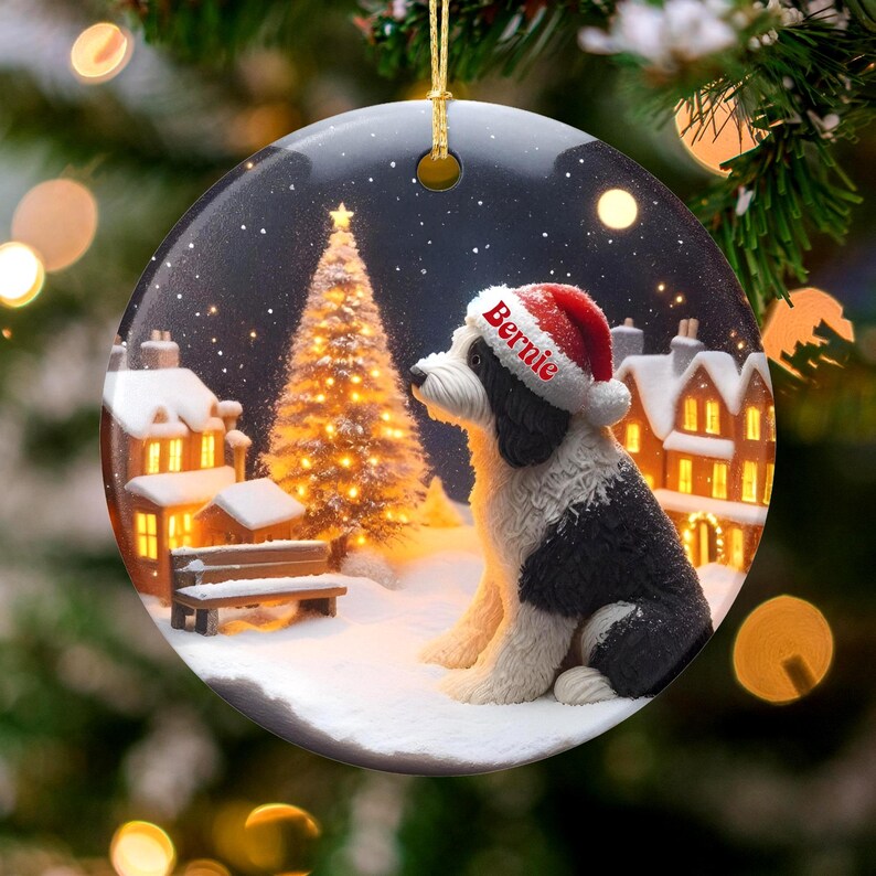 Personalized Dog Christmas Ornament, Custom Pet Holiday Decoration, Cute Festive Tree Hanging, Perfect Gift for Dog Lovers
