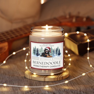 Vela de aromaterapia Bernedoodle: Aroma fresco y festivo, regalo ideal para amantes de los perros. imagen 2
