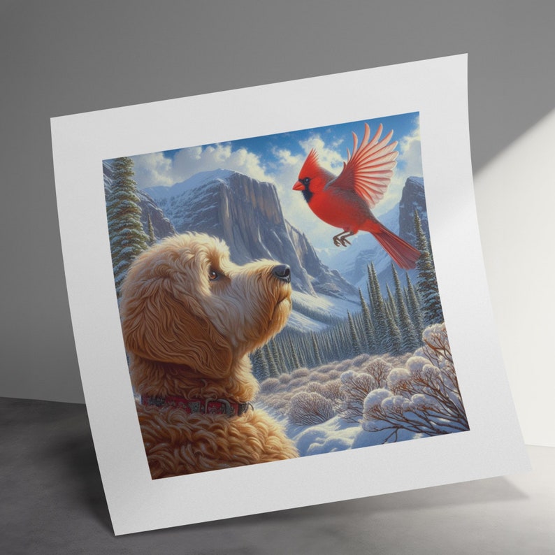 Doodle Dog and Cardinal Canvas Art - Pet Lover Gift image 10