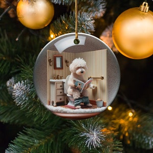 Funny Dog Toilet - Ceramic Ornament - Sublimation Print, Goldendoodle Restroom Keepsake image 6
