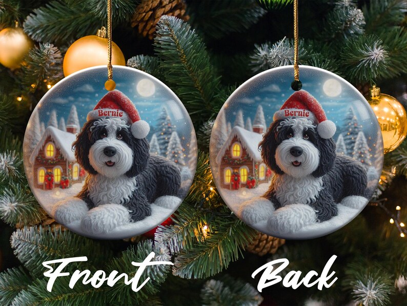 Personalized Christmas Dog Ornament, Custom Pet Holiday Decoration, Double-Sided Tree Ornament, Unique Pet Gift, Keepsake