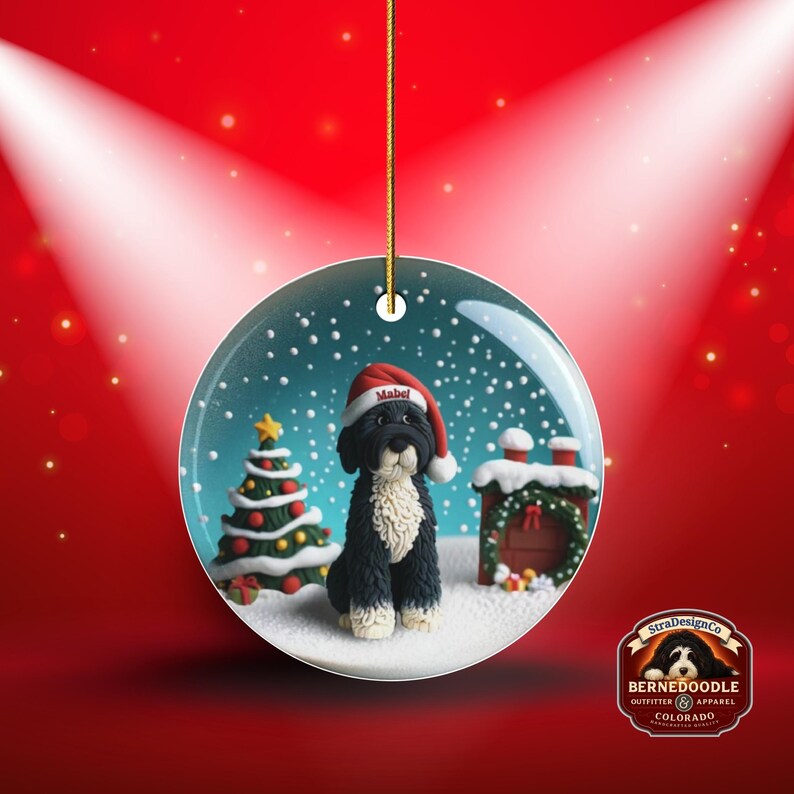 Bernedoodle Ornament, Custom Pet Christmas Decor | Sublimation | 3 Inch 2 Sided Ceramic Heirloom Gift For Dog Lover image 9