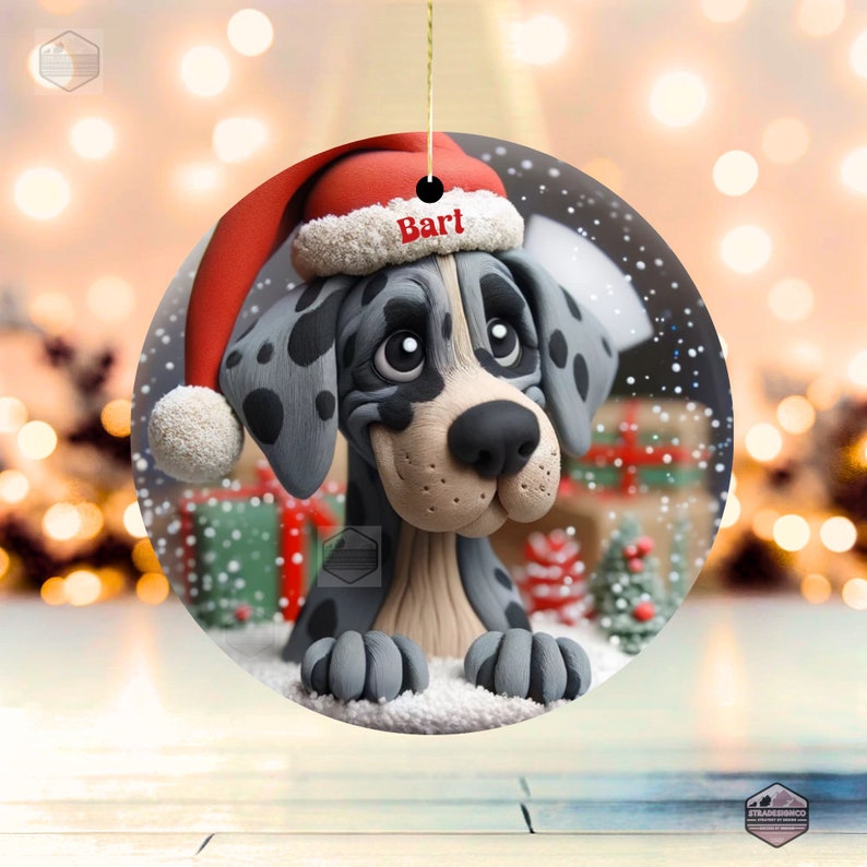 Merle Great Dane Clay Illustration Style Ornament