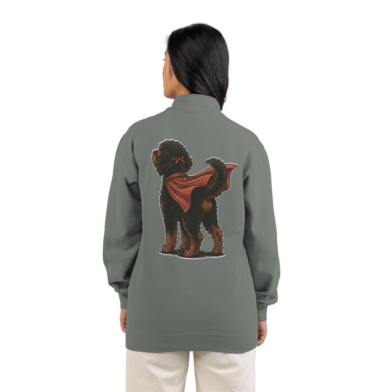 Felpa con cerniera a un quarto di lunghezza e design personalizzato Bernedoodle "Super Doodle" - Design fronte e retro immagine 13