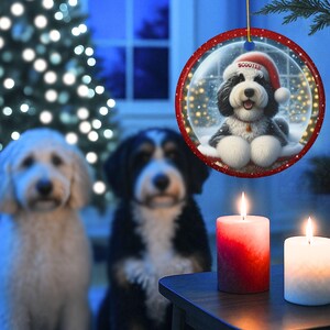 Custom Dog Ornament, Sheepadoodle Snow Globe Design (Sublimation, Ceramic) - Personalized Keepsake Gift, Holiday Tree Decor image 9