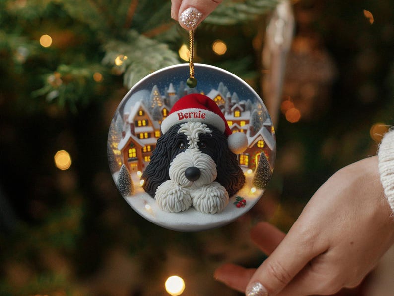 Custom Dog Christmas Ornament, Personalized Pet Ornament, Holiday Dog Decoration, Cute Dog Lover Gift for Christmas