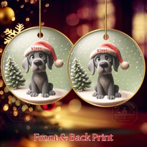 Great Dane Ornament, Custom Dog Portrait Keepsake | Sublimation Ceramic | 3 Inch Holiday Decor image 2